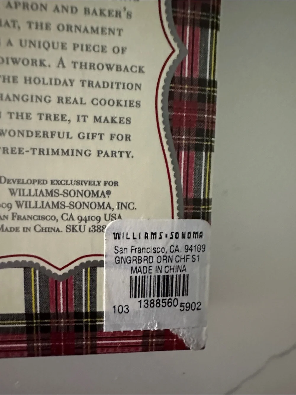 Williams Sonoma Gingerbread Chef Ornament in Brown, Red & White